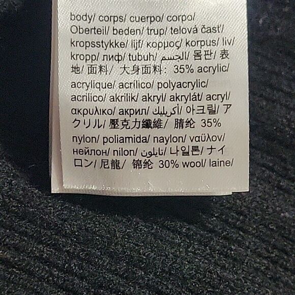 Calvin Klein Sweater Mens Large Slim Fit Black Wool Blend Ribbed Commando Crew - Picture 12 of 12